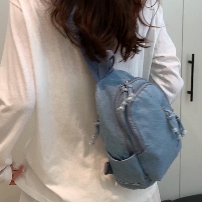 Denim Brusttasche Damen Schultertasche Allzwecktasche Leichtgewichtige Studenten Umhängetasche
