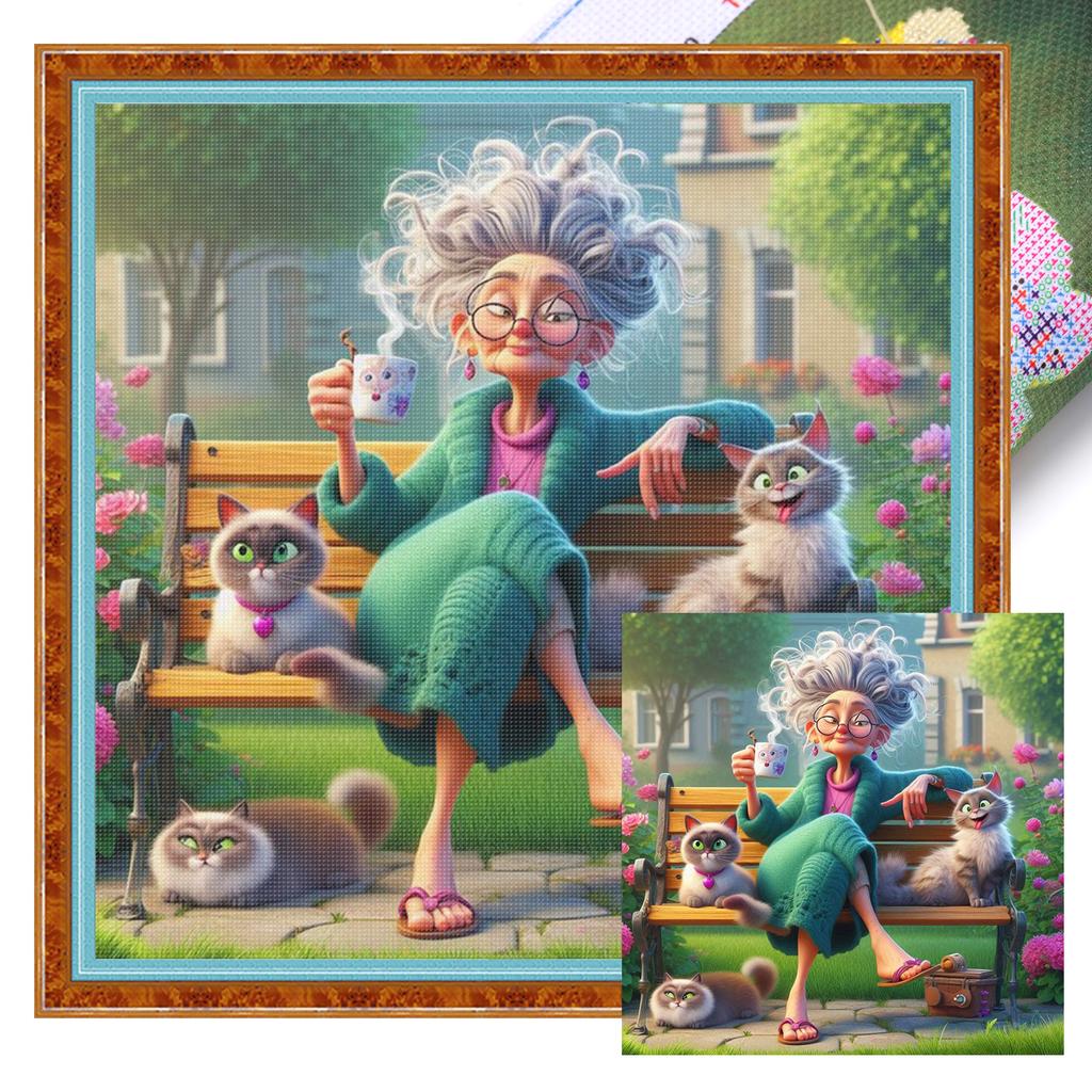 Character Full 11CT DIY Stamped Cross Stitch Kits 15.75x15.75in Printed Cross-Stitch Kits for Beginners Adults Home Decor