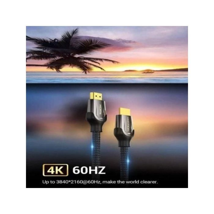 Cable HDMI 4K Vention VAA-B05-B1500 2.0 18Gbps 15m Macho-Macho Trenzado Nylon Negro