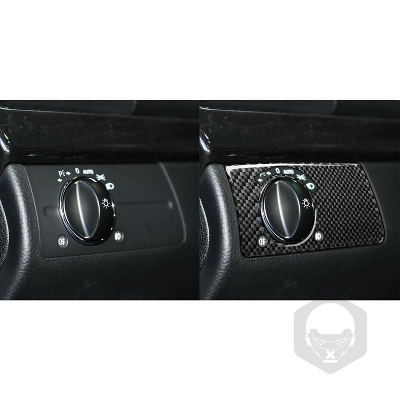 For Benz E-Class W211 2003-2009 Real Carbon Fiber Modification Headlight Switch Trim Cover Interior Car Accessories Sticker