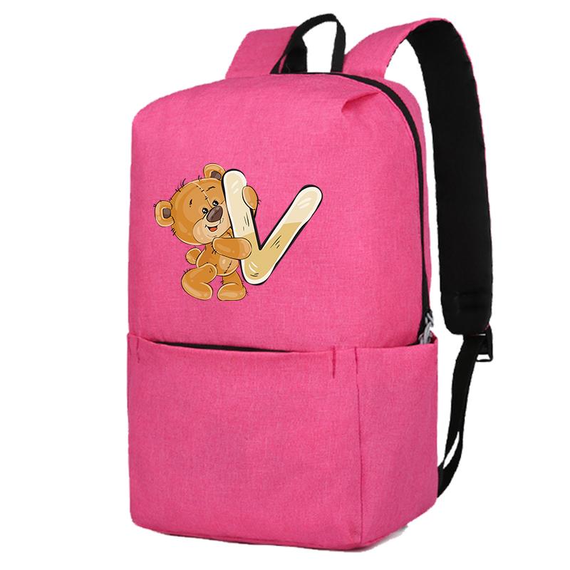 Încântător ursuleț cu 26 de litere englezești, geantă de școală pentru fete, rucsacuri de pânză pentru cosplay, pentru copii, geantă pentru copii înapoi la școală