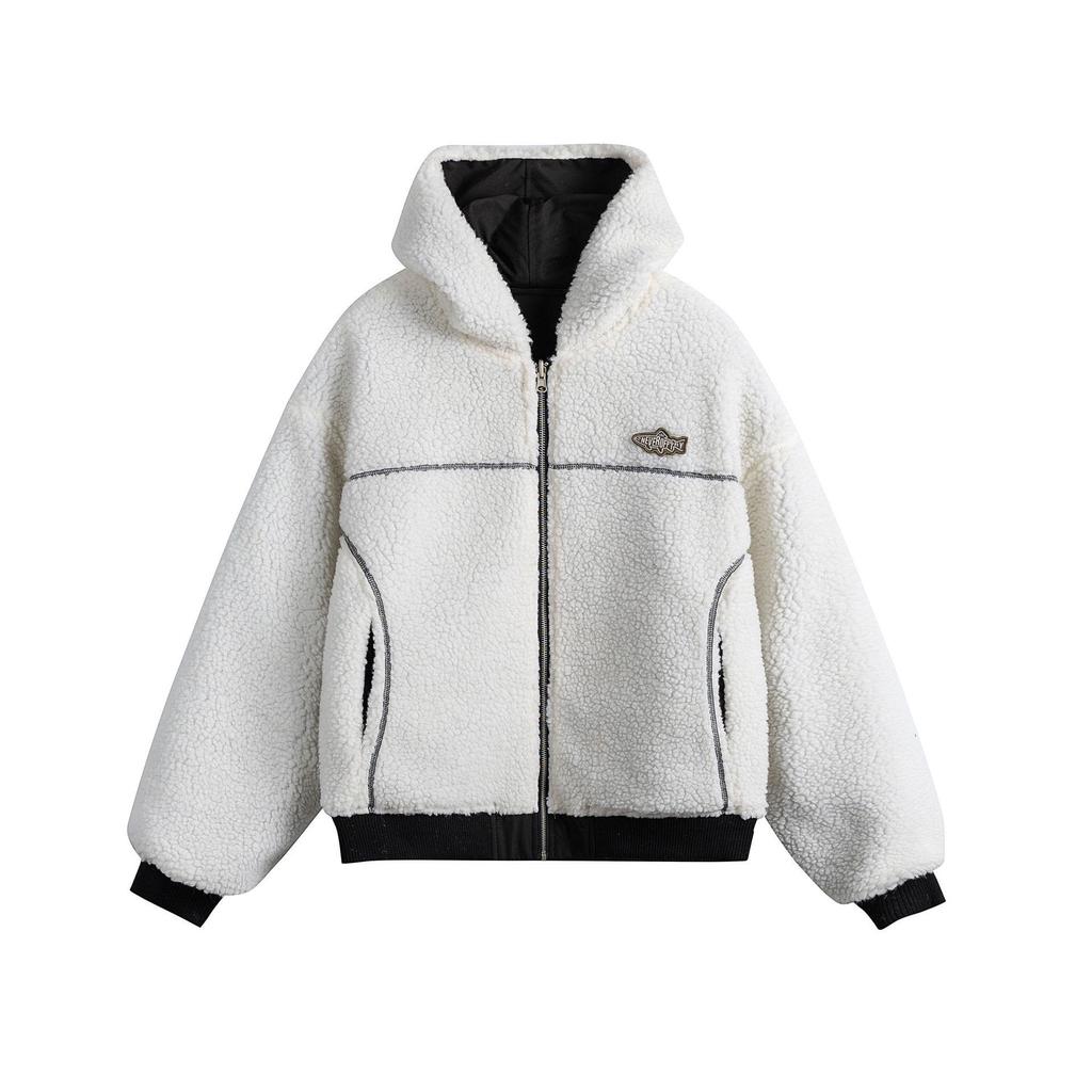 Men's Winter 2025 Hooded Lambswool Double-Sided Jacket – Thick, Warm, Casual Cotton Coat