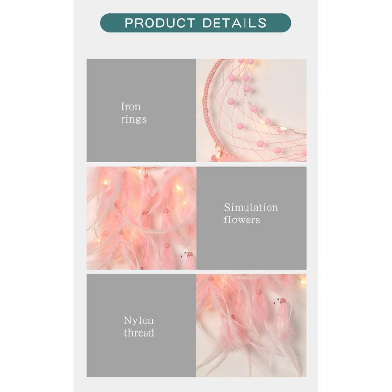 חַם! עיצוב תליית קיר לוכד חלומות תליון מנורת נוצה קישוט ירח ארוג ביד