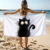 Skurriler Katzen-Kunst-Handtuch Strandtuch Übergröße Schnelltrocknendes Handtuch Saugfähig Weich Schwimm-Strandtücher für Männer Frauen