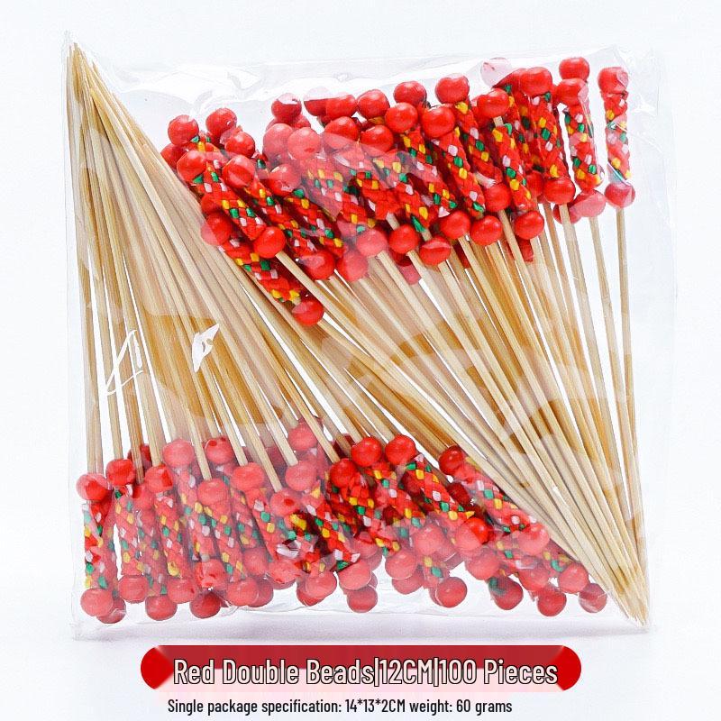 12CM Bamboo Pearl Skewers: Creative Cocktail and Fruit Plate Decor Toothpicks