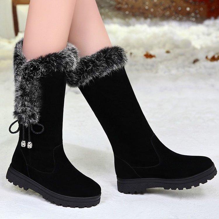 

Новые зимние женские ботинки для снега, женские хлопковые ботинки на танкетке, женские ботинки на толстой подошве, матовая кожа, бархатные, теплые и нескользящие ботинки 41 чёрный