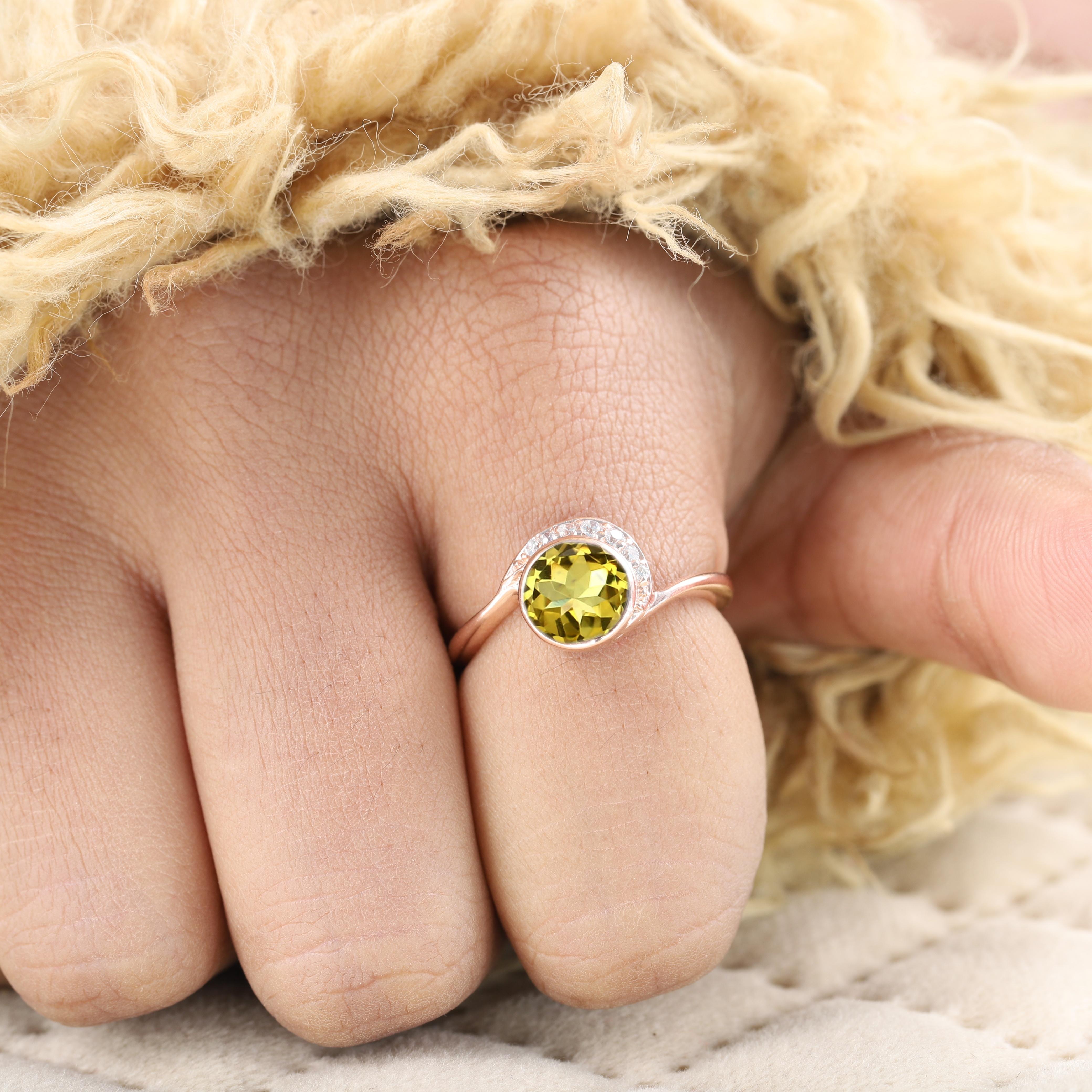 

Уникальное обручальное кольцо с цитрином круглой огранки, винтажное кольцо с покрытием из розового золота, кольцо обещания с желтым цитрином, серебряное кольцо для помолвки с круглыми камнями, подарок для нее 10 US розовый