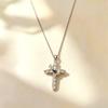 Crown Cross Pendant Necklace - European/American Style, Unique Rotating Circle Design, Luxury Minimalist Collarbone Chain
