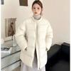 Winter New Fashionable Versatile Crew Neck Down Cotton Cotton Jacket Thickened Medium and Long Warm Women's Jacket