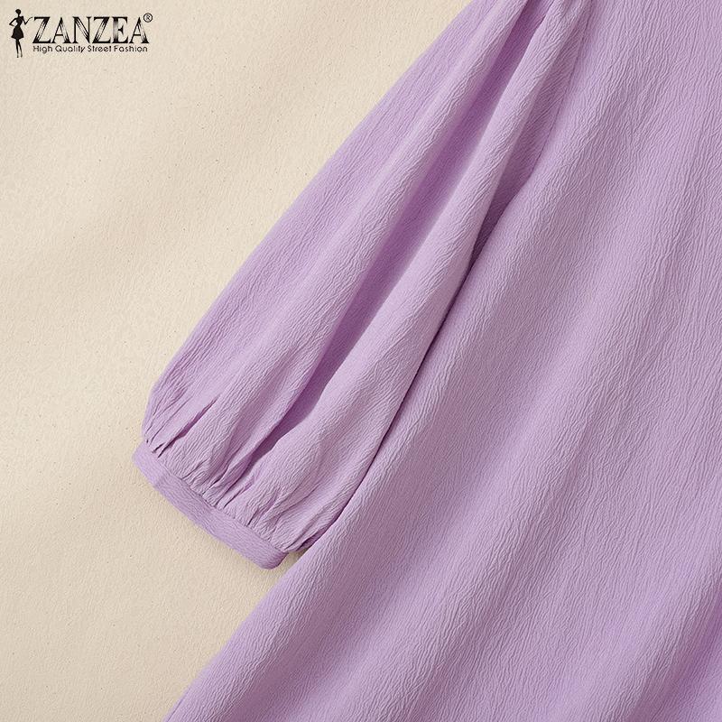 ZANZEA Bluză simplă casual pentru femei cu gât pătrat, mâneci 3/4 largi