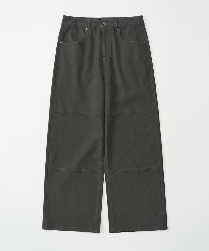TOFFEE Cotton Washed Line Pants (Charcoal)