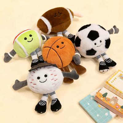 Cute Ball Tennis Golf Plush Toy Football Basketball Doll Bag Pendant Keychain Gift