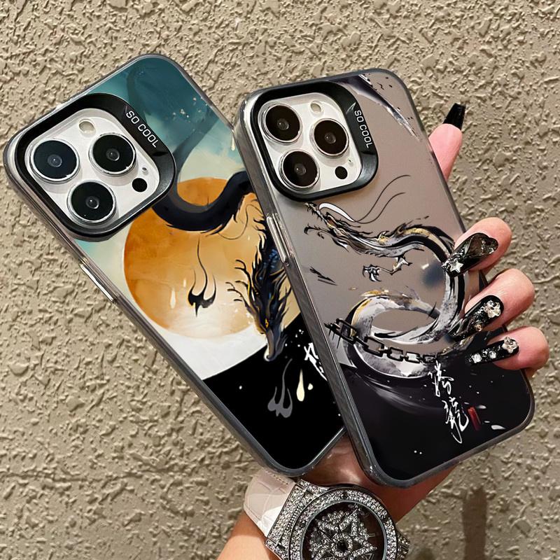 Chinese Flying Dragon Lucky Phone Cover for  Mi 14 13 12 11 Lite 5G NE 12T 13T Poco X5 F5 X6 M6 Pro 4G Plating Matte Cover