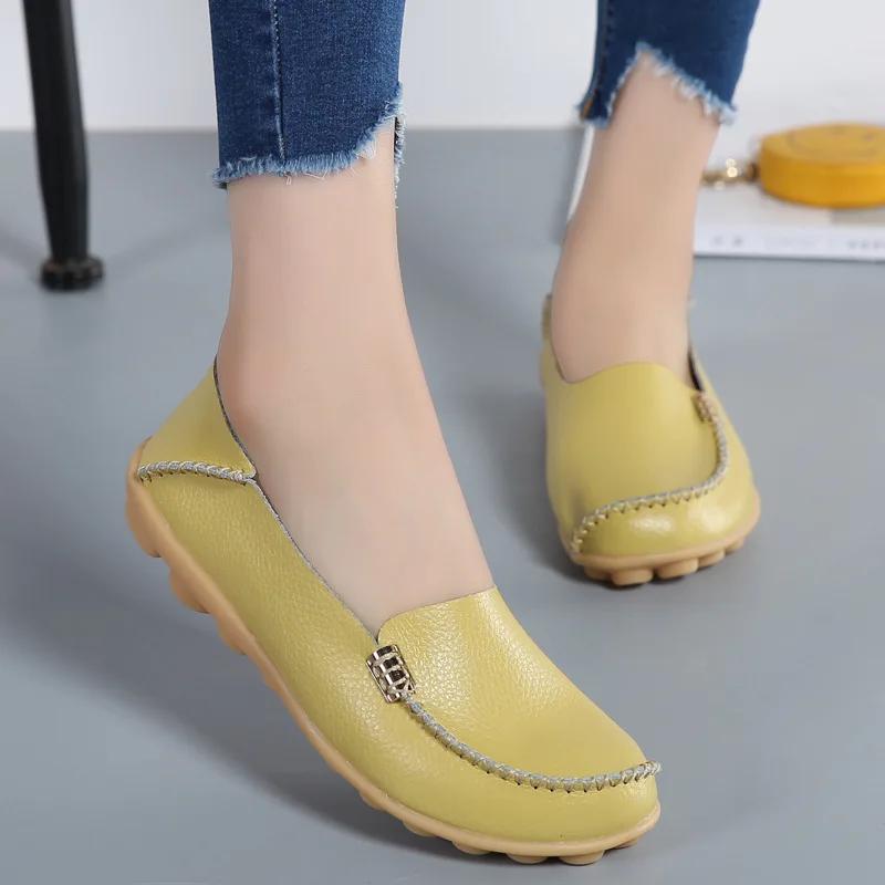 Flat Shoes Women Slip On Shoes for Women's Moccasins Genuine Leather Loafers Women Flats Ladies Shoes Plus Size Sapato Feminino