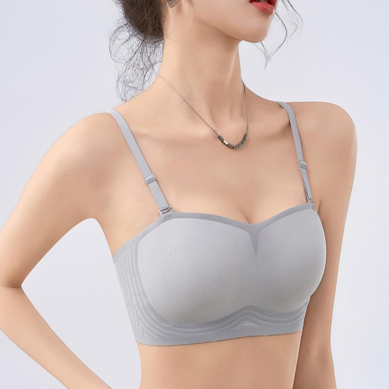 Strapless Seamless Bra for Women Breathable Ice Silk Beautiful Back Bra Anti-slip Gathering Bra Strapless Underwear Push Up Bra