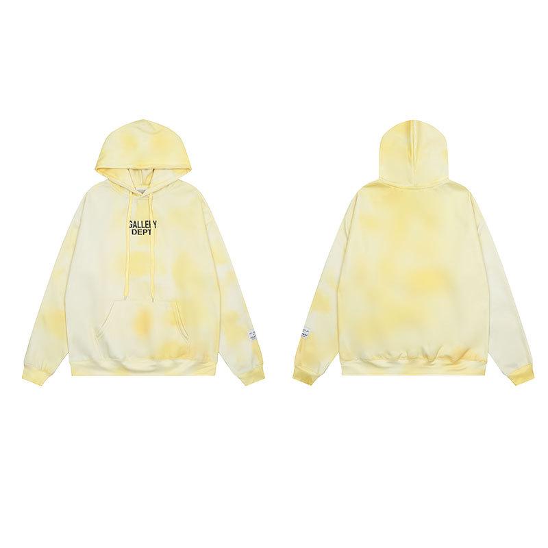 GALLERY DEPT Bluza Unisex z Kapturem Bawełniana z Plamami Farby Graffiti - Jesienna Luźna