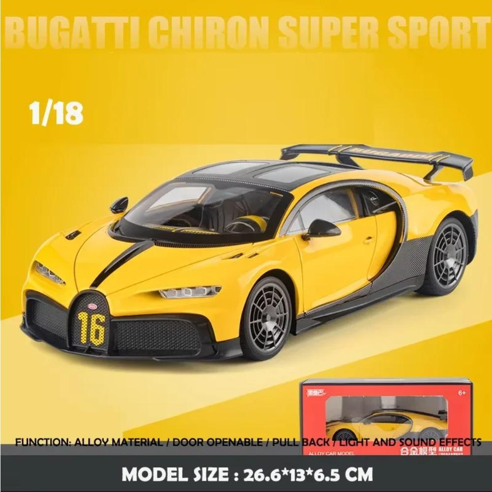 Große Größe 1:18 Bugatti Chiron Supercar Modell Colletable Miniatur Voiture Wohnkultur Druckguss Spielzeug Fahrzeug Kinder Junge Spielzeug Geschenk