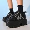 Fashion Gothic Punk Chunky Sneakers for Women Black Chain Decor Platform Sports Shoes Woman Thick Sole Non Slip Punk Sneakers Plus Size
