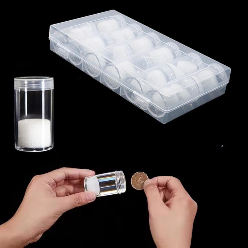 Transparent Coin Capsule Holder Case Commemorative Coin Collection Container Coin Storage Box 12 Barrels Coin Protection Tube