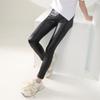 Spring Faux Leather PU Leggings For Kids Girls Slim Pencil Pants Elastic Waist Trouser Children