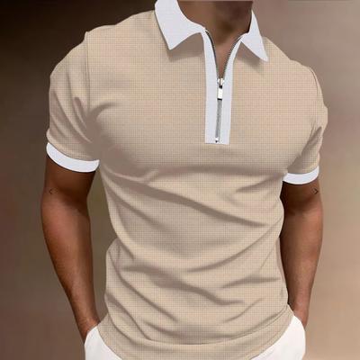New Men's Lapel Color Short Sleeve T-shirt Men's Trend POLO Shirt Top