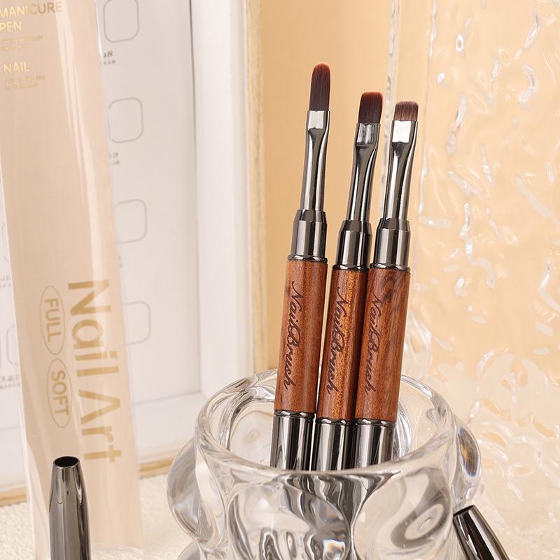 Little Red Book Sandalwood Double-Ended Nail Art Gel Pen (Square, Round, Long Line Brush)