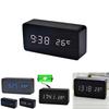 Elegant Wood Bamboo Led Alarm Clock With Sound Control And Timeless Design Digital Display