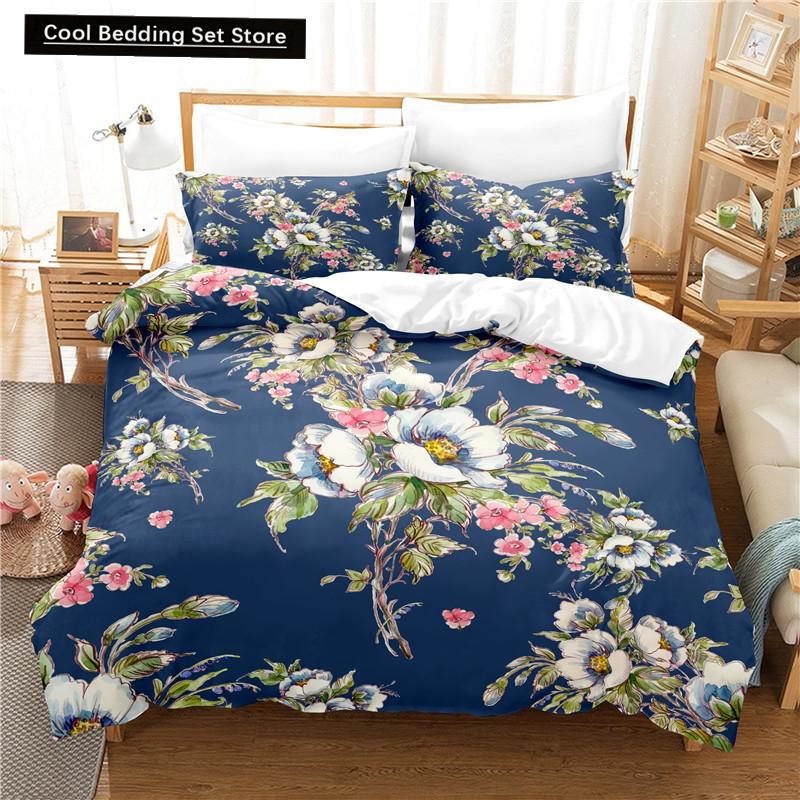 Elegant Flowers Bedding Set Duvet Cover Set 3d Bedding Digital Printing Queen Size Polyester Bedding Set Fashion Design Colorful