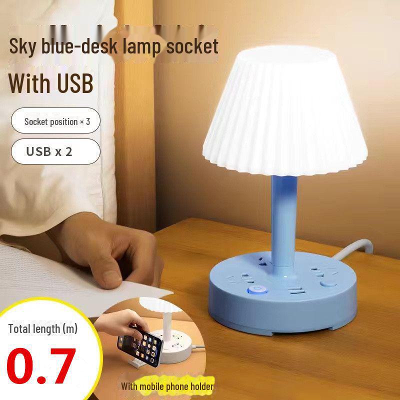 

Світлодіодна приліжкова настільна лампа з USB-зарядкою та кількома розетками 5W