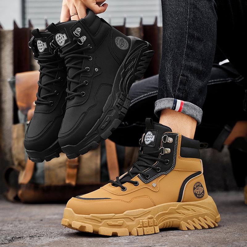 Men's shoes autumn 2024 new high-top tooling boots men's trend versatile thick-soled heightening outdoor desert Martin boots