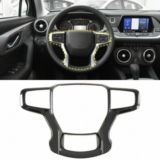 Carbon Fiber Inner Steering Wheel Decor Cover Trim For Chevrolet Blazer 2019-22