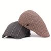 Unisex Vintage Flat Beret, Classic Plaid Pattern British Style Painter Cap Newsboy Hat for Women & Men