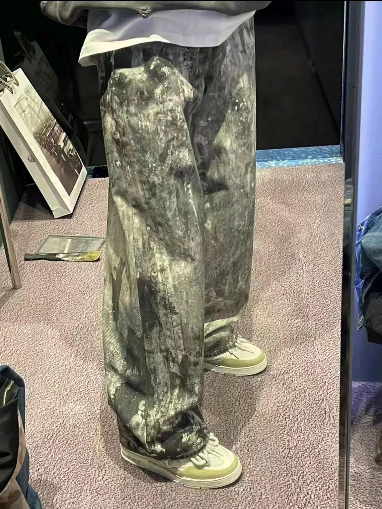 

Модные мужские джинсы с широкими штанинами и цифровым камуфляжем 2025 Large