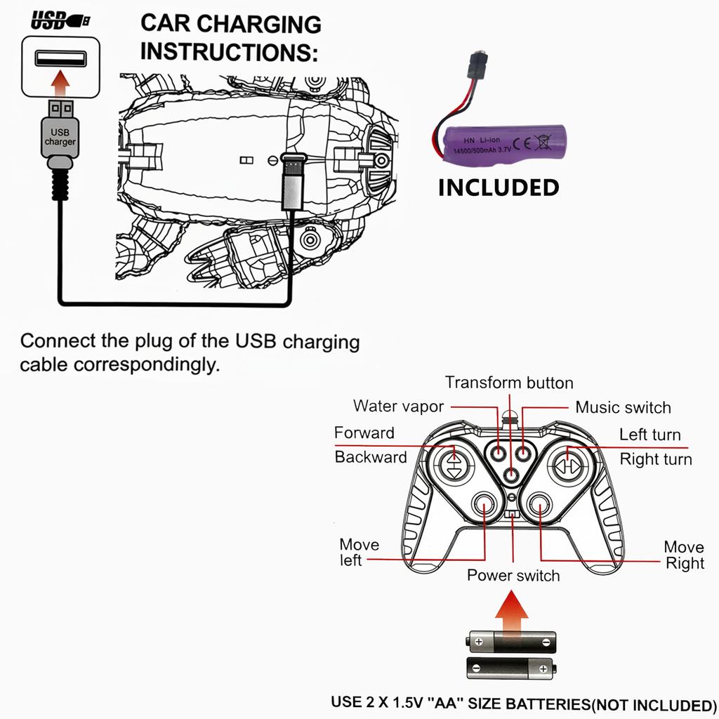 Remote Control Dinosaur Car, Stunt Racing Toy, 2.4G RC, Indoor and Outdoor Play