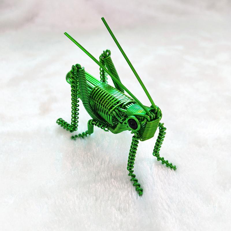Handmade Aluminium Wire Handicrafts Simulation Insect Grasshopper Locust Mantis Model Metal Wire Braiding Craft Ornaments Statue