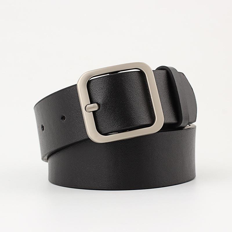 Trendy Womens Faux Leather Square Pin Belt With Durable Alloy Buckle Perfect For Fashion Forward Style