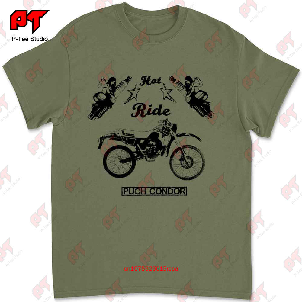 

Puch Condor Pinup Motorcycle Bike Classic Cars Tshirt J936 4XL
