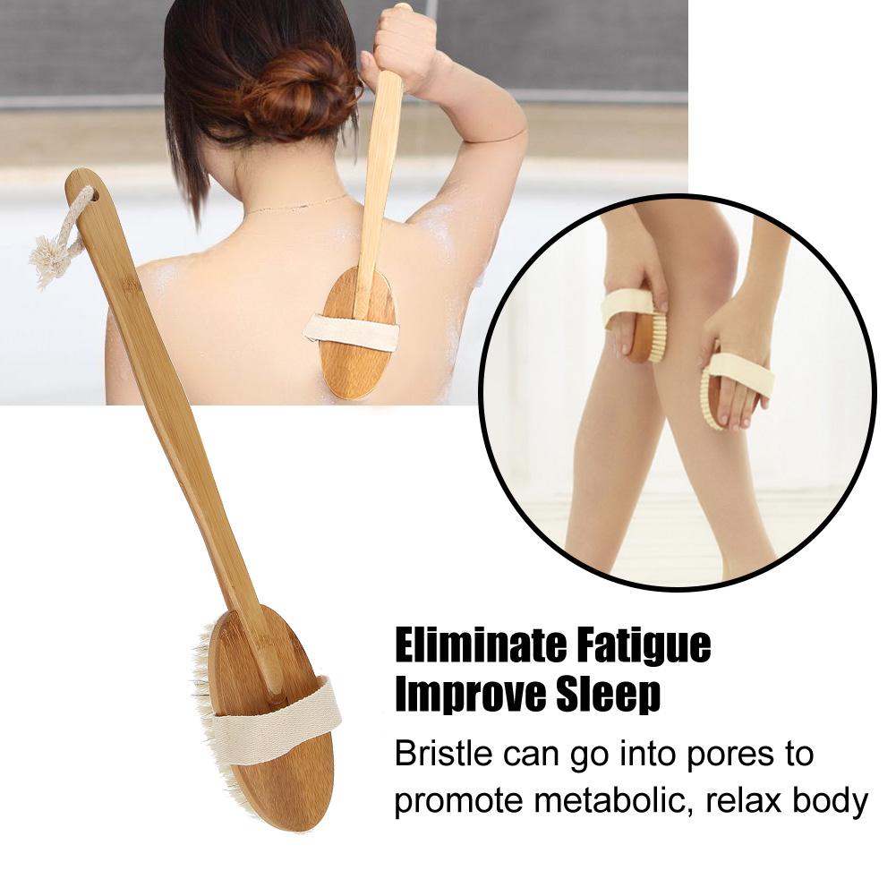 Long Bath Shower Body Brush Bristles Brushing Exfoliating Skin Cleaning Care Brush Massager