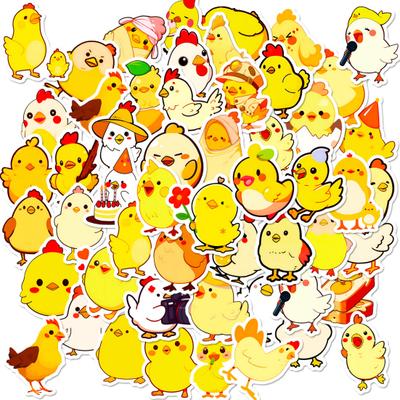 50 pegatinas de pollitos de Pascua, impermeables, de vinilo, para manualidades, decorativas, con grafitis, en diversos estilos, con dibujos de la familia de pollos, bonitas calcomanías para agua