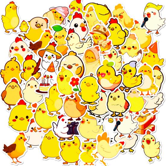 50 ks samolepek velikonočního kuřátka vodotěsné DIY vinylové umělecké dekorativní graffiti samolepky různé styly kreslené kuře rodina roztomilé obtisky na vodu