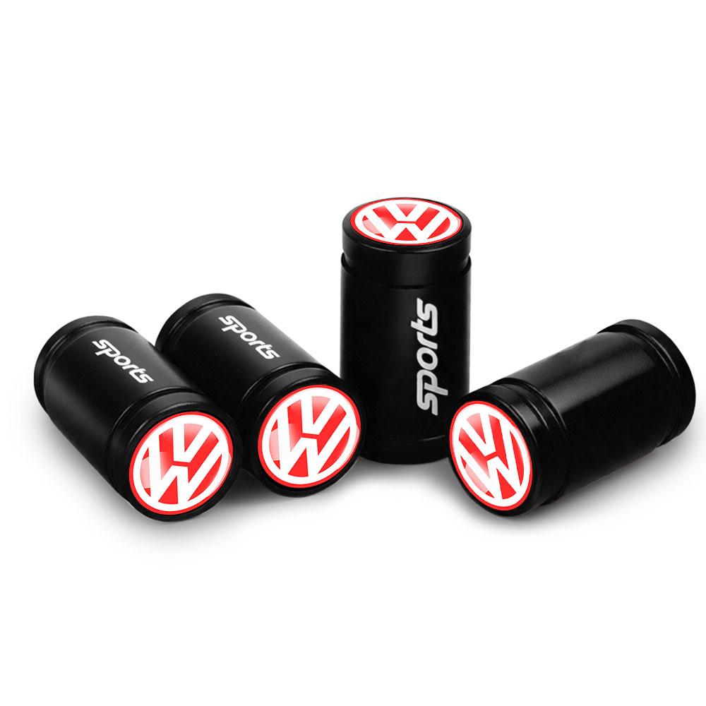 4Pcs Car Metal Wheel Tire Air Valve Dust Caps Accessories With Logo For Volkswagen Golf Rline Passat GTI Sagitar Scirocco Tiguan