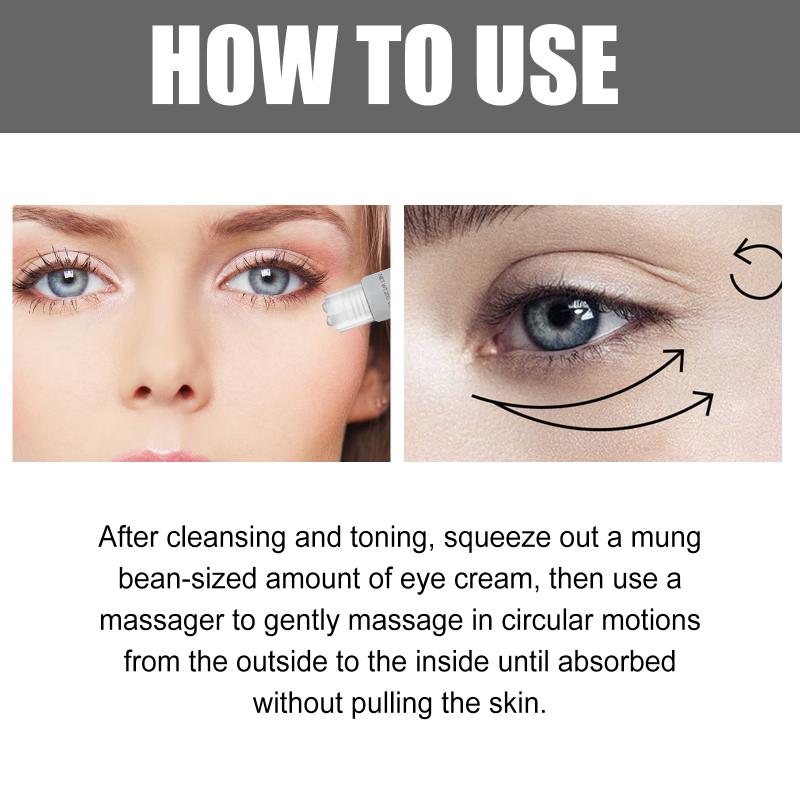 Anti Wrinkle Eye Cream Anti Dark Circles Remove Eye Bags Tightening Firming Hyaluronic Acid Cream Roller Massager Eye Care 20G