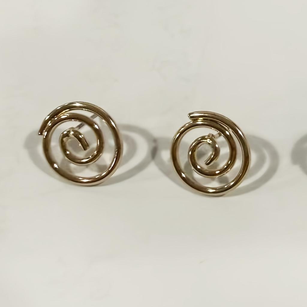 Small Spiral Line Geometric Stud Earrings, Fashionable Creative Design, Minimalist Daily Jewelry for Women, 1 Pair