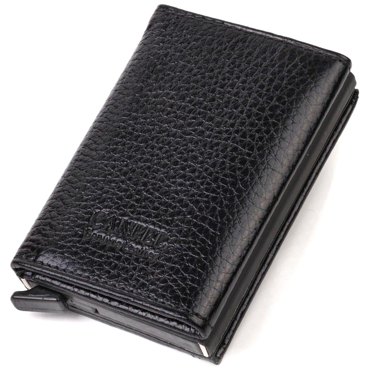 

Картхолдер унісекс у три складання з автоматичним механізмом з натуральної шкіри флотар CANPELLINI 21936 Чорний