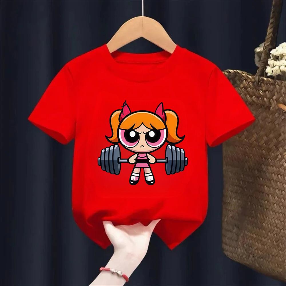 Girls Super Powerful Blouse Training Streetwear Tshirt Kids Shirt Academy Fitness Tshirt