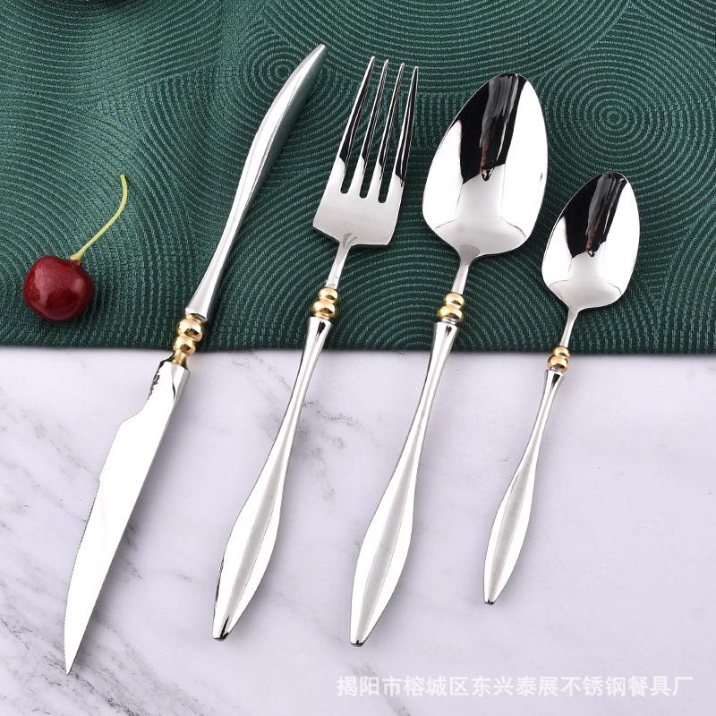 304 Stainless Steel Gourd Handle Western Tableware Hotel Restaurant Steak Knife Fork Dessert Spoon Set