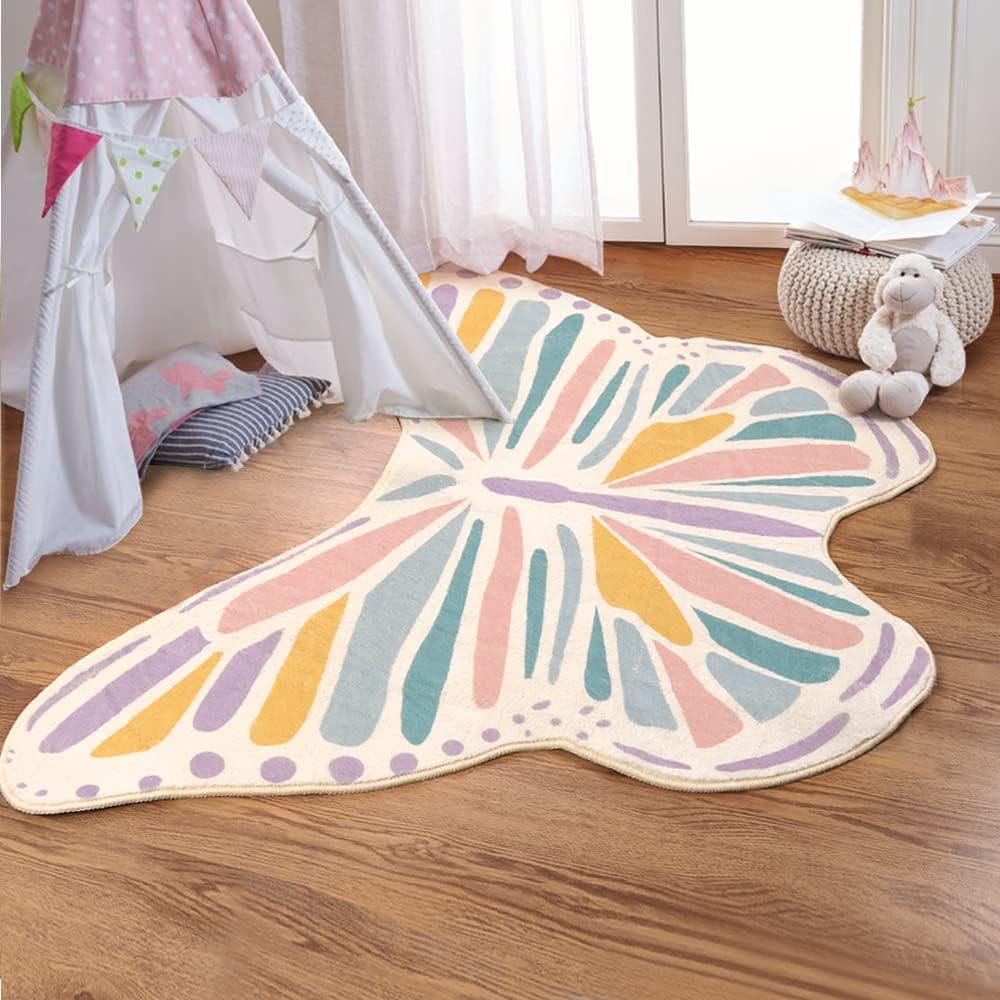 Colorful Butterfly Carpet Living Room Carpet Bathroom Mat Children's Bedroom Bedside Carpet