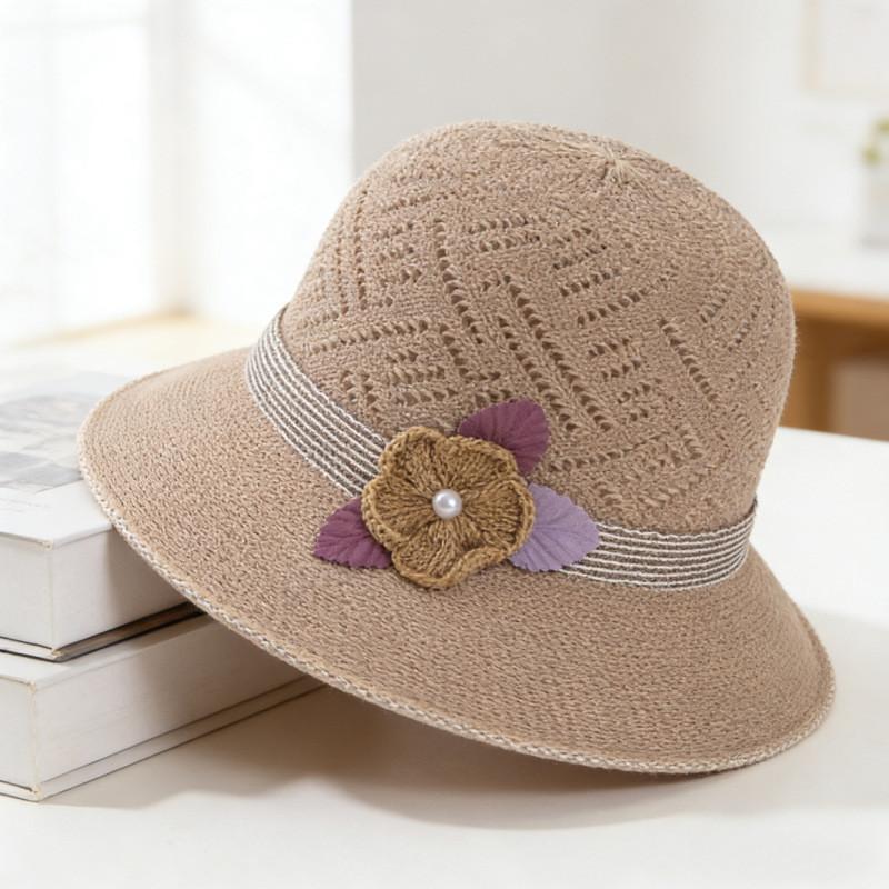 Flower Pattern Ladies Foldable Sun Hat With Wide Brim For Summer Sun Protection