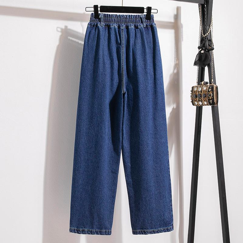 MOJTA Women Spring Autumn Plus Size Casual Loose Pants Hight Waist Jeans