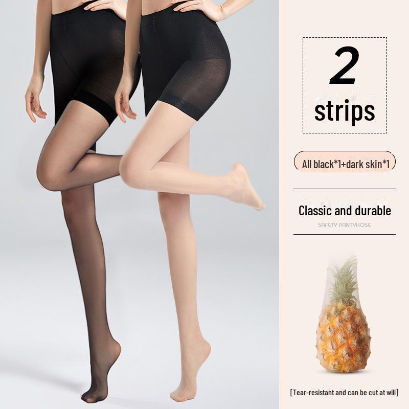 Women's Anti-Wolf 2-in-1 Summer Pantyhose: Thin, Durable, Anti-Snag, Anti-Exposure Stockings with Safety Pants (2 Pairs).
